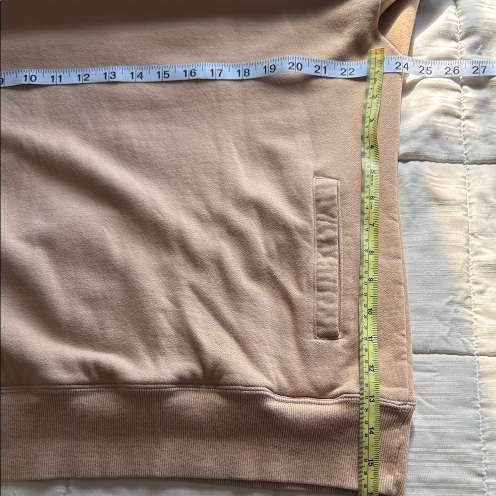 Goumi Women's Tan Crewneck Sweatshirt L 100%ORGANIC COTTON Kangaroo pocket - Picture 4 of 10
